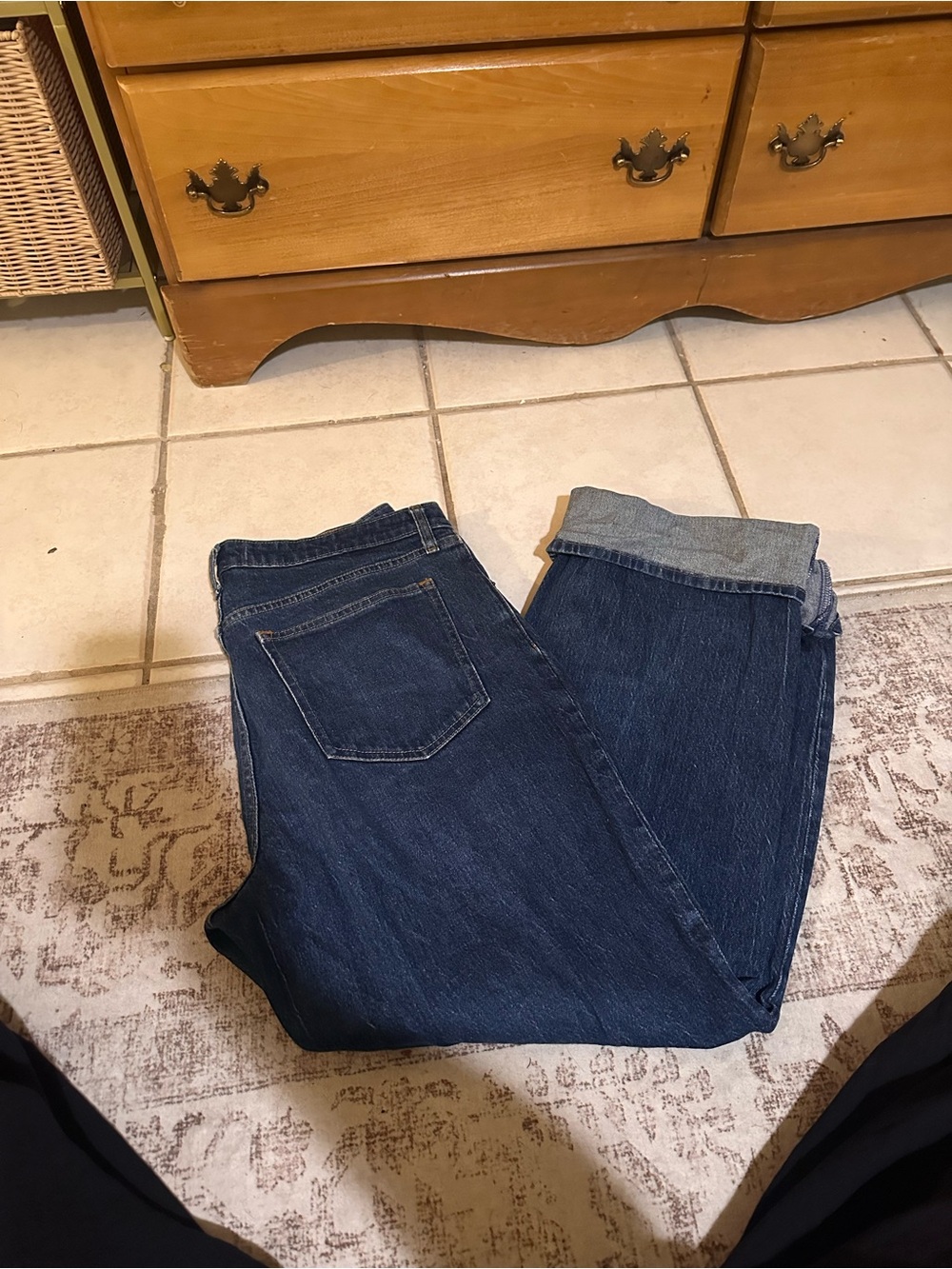 Abercrombie Dark Blue Cuff Jeans